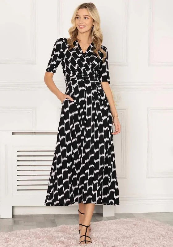 Jolie Moi Akayala Geo Maxi Dress, Black & White