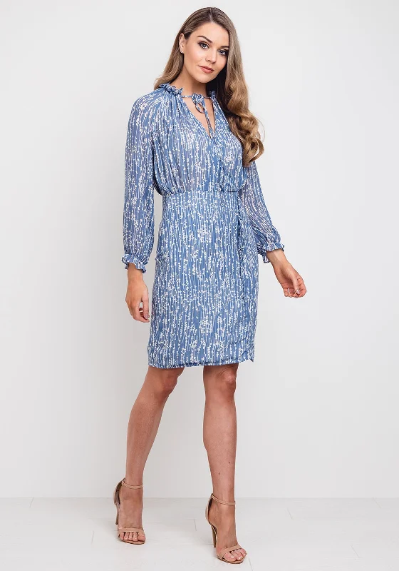 Jovonna Blossom Print Wrap Bodice Dress, Blue