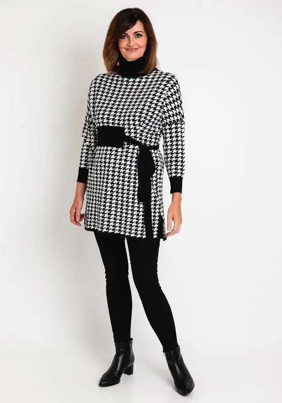 Serafina Collection Houndstooth Mini Jumper Dress, Black & White