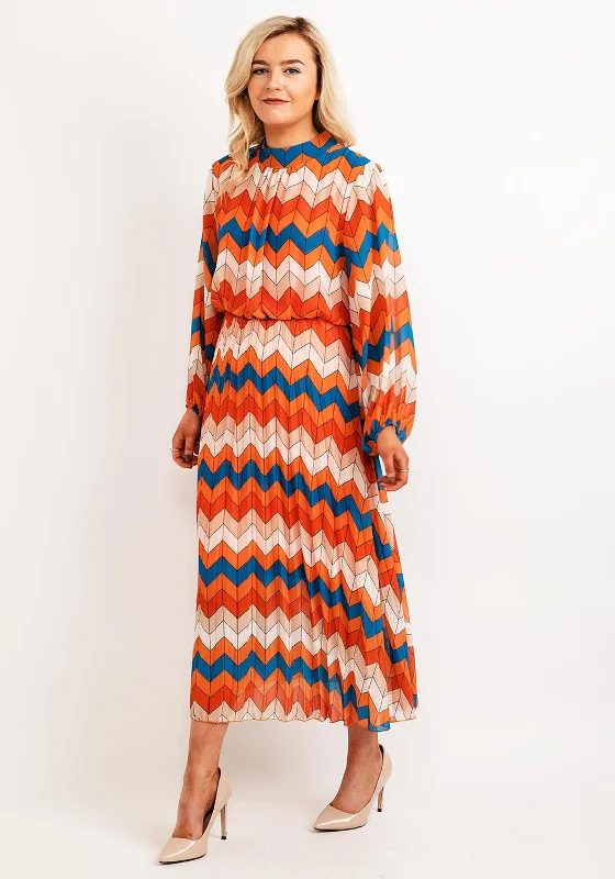 Seventy1 One Size Patterned Blouson Waist Maxi Dress, Orange Multi