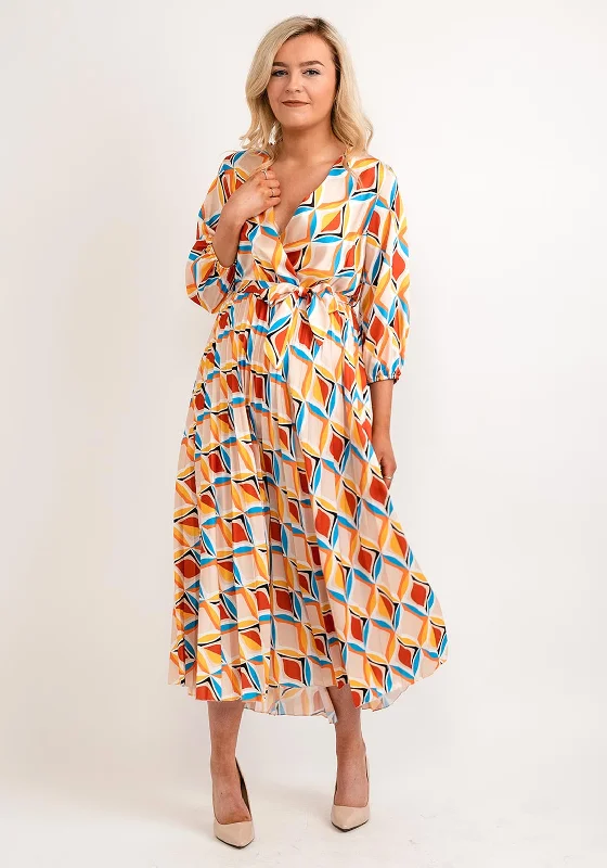 Seventy1 One Size Printed Design Pleated Maxi Dress, Multi