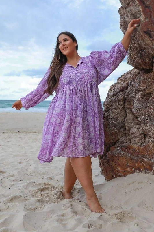 Smock Mini Dress in Lilac