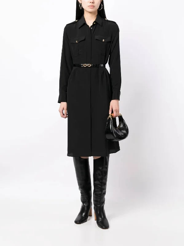 Adelaide Silk Shirt Dress In Black