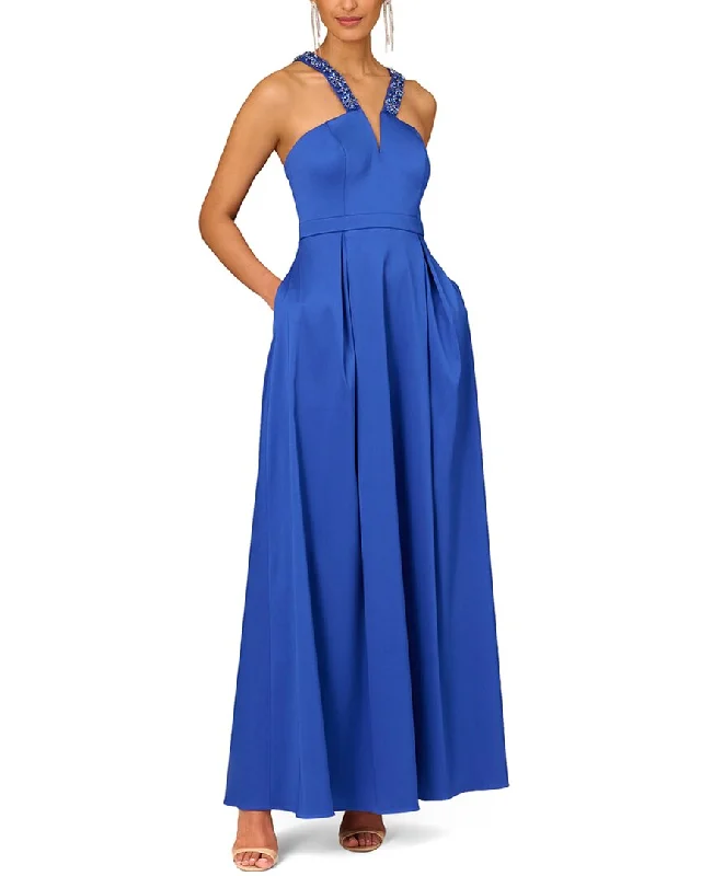 Aidan Mattox V-Neck Mikado Ball Gown