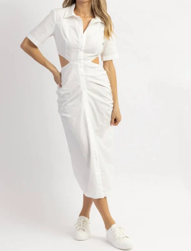 Cutout Shirt Dress In Ivory