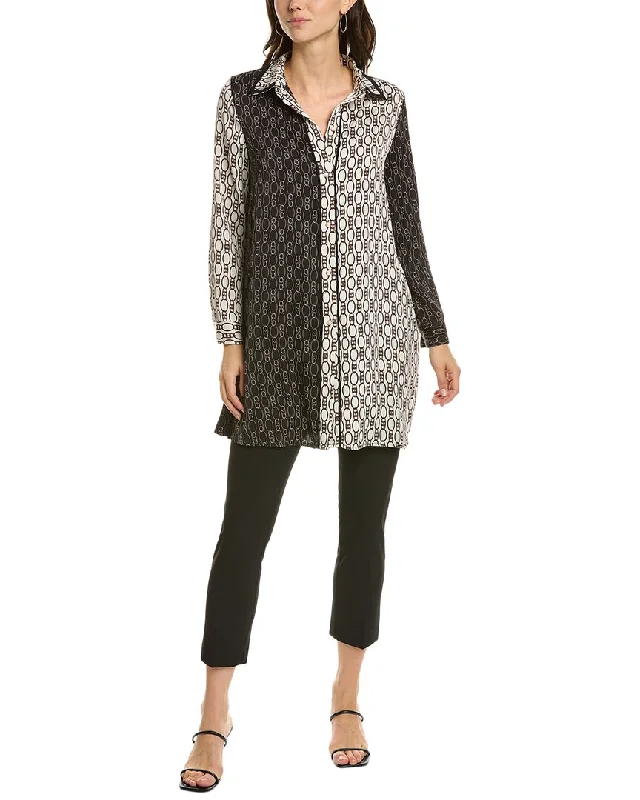 Gracia Two-Tone Chain Link Shirtdress