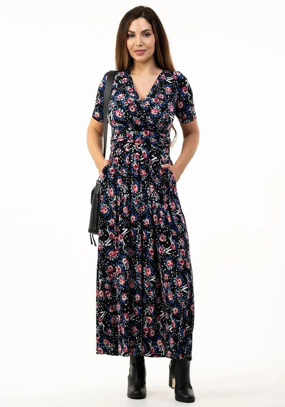 Jolie Moi Beatrice Floral Jersey Maxi Dress, Black Multi