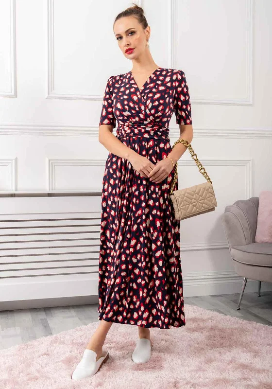 Jolie Moi Coleen Animal Print Maxi Dress, Navy