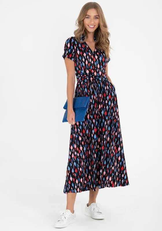 Jolie Moi Marbouk Abstract Pattern Print Maxi Dress, Navy Multi