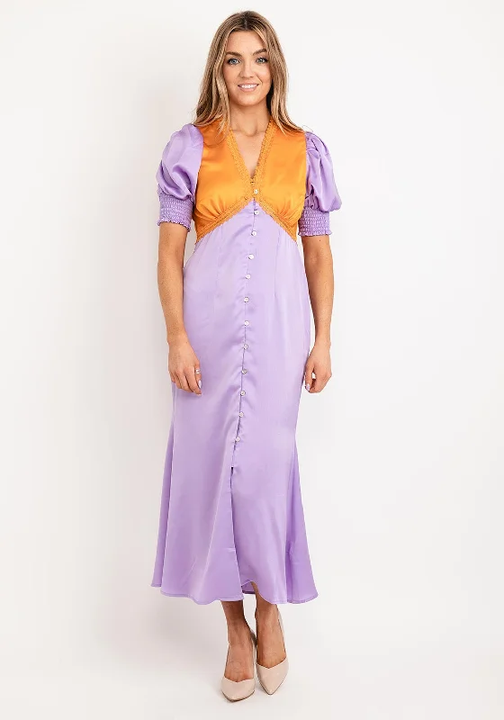 Never Fully Dressed Colour Block Maxi Dress, Lilac & Orange