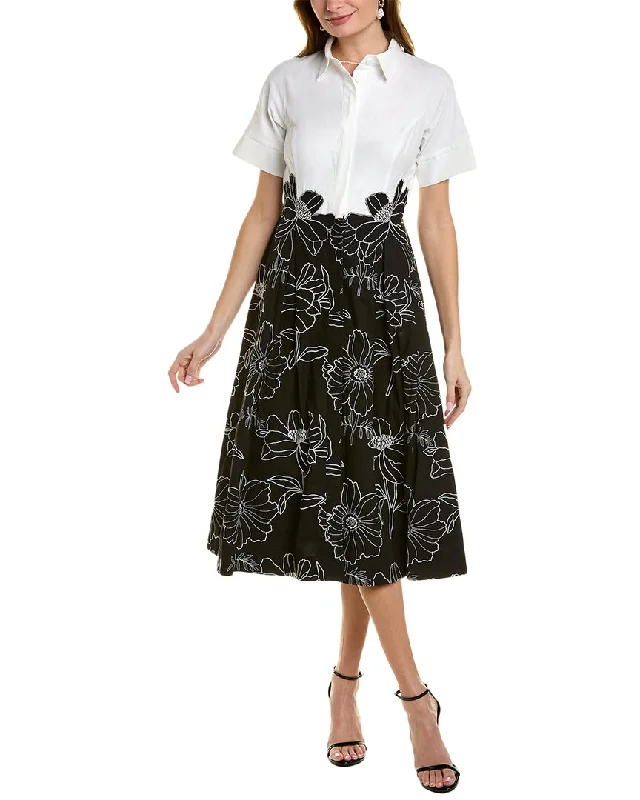 Teri Jon by Rickie Freeman Embroidered Shirtdress