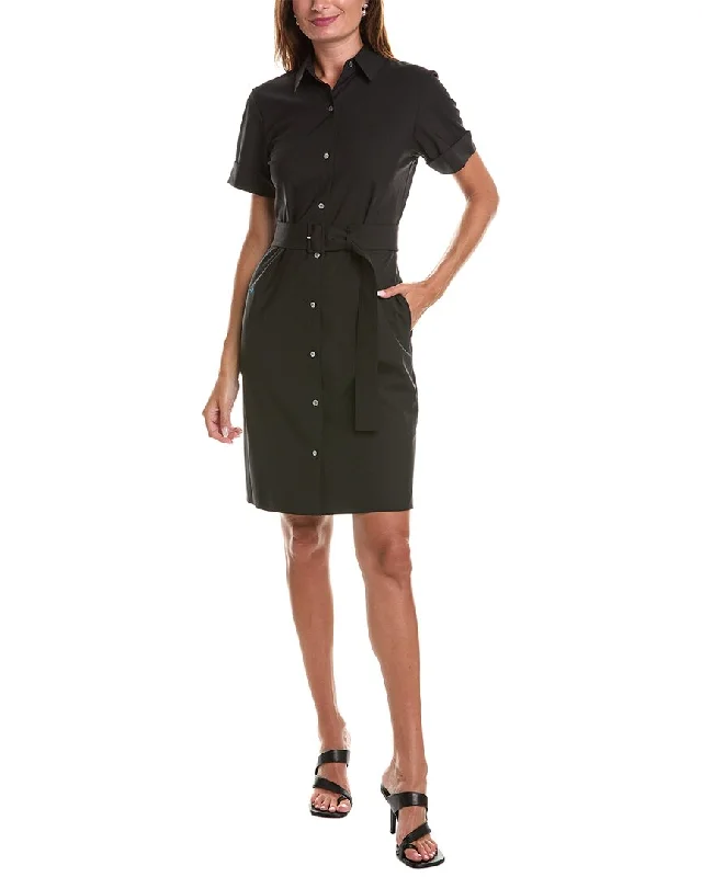 Theory Belted Wool-Blend Shirtdress