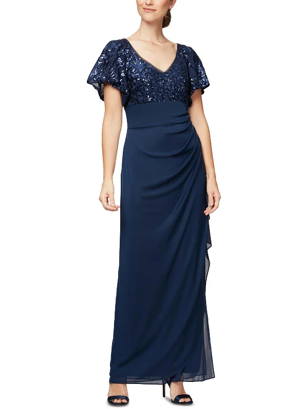 Womens Embellished Empire Waist Evening Dress