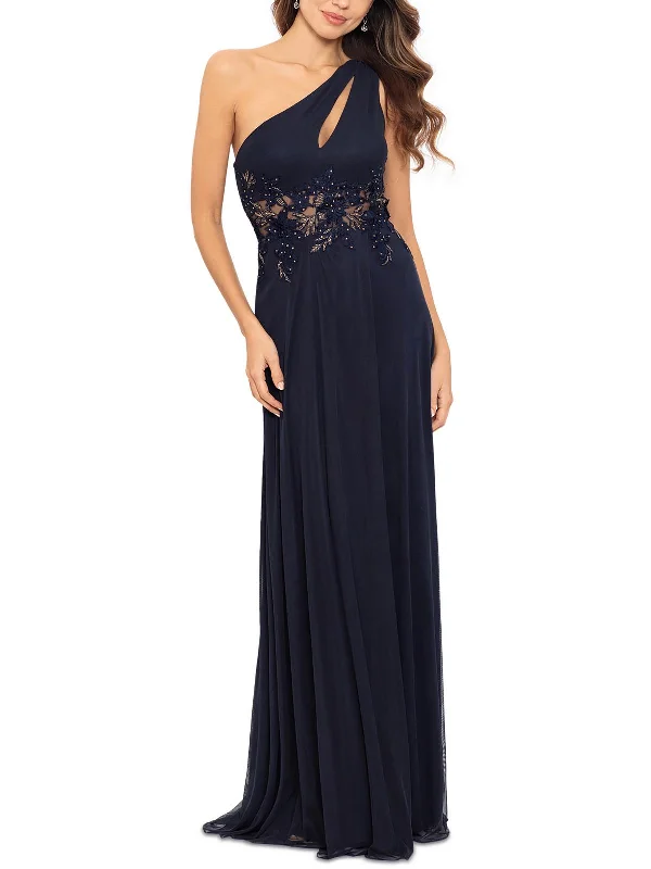 Womens Embellished Polyester Evening Dress