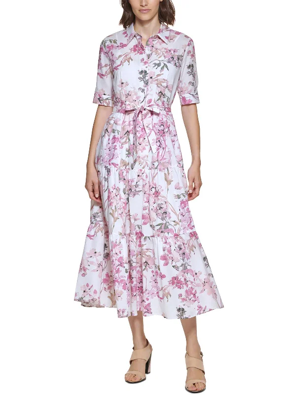 Womens Tiered Long Shirtdress