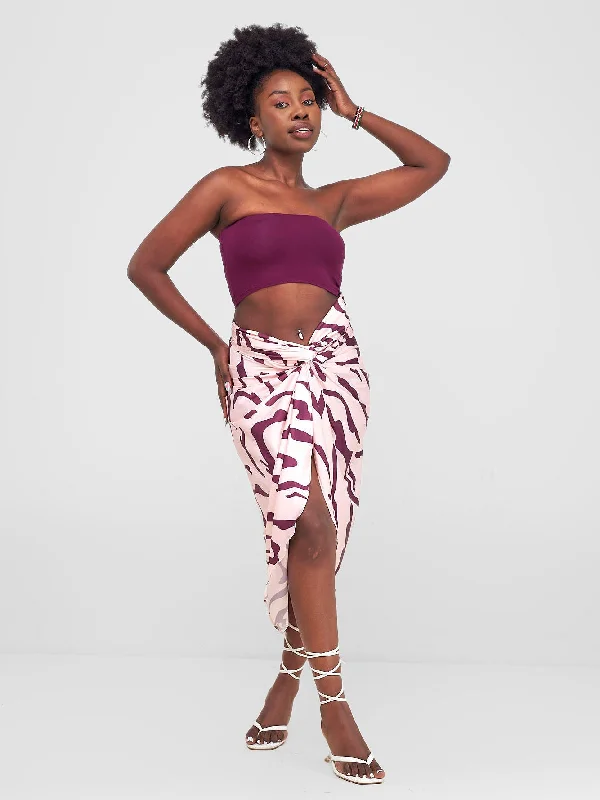 Shani Sarong Wrap - Burgundy / Peach Sani Print