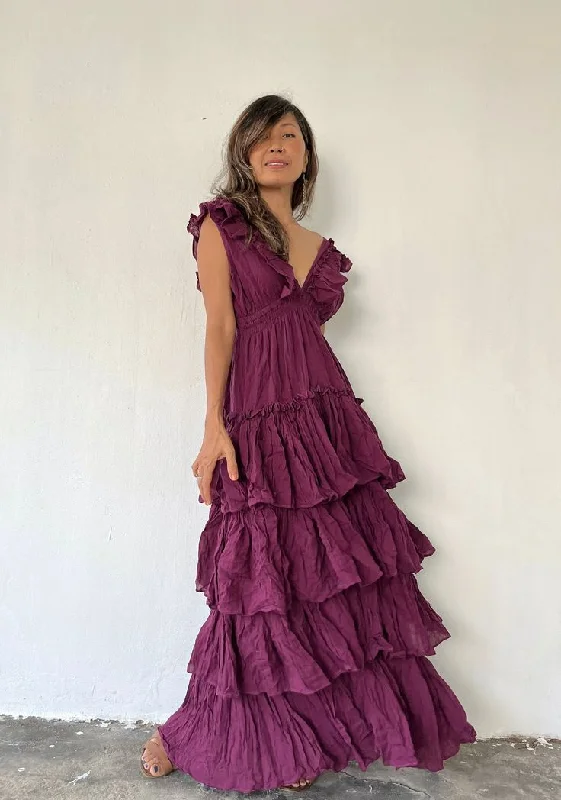 Deep V neck maxi dress Open back prom dress gh2785