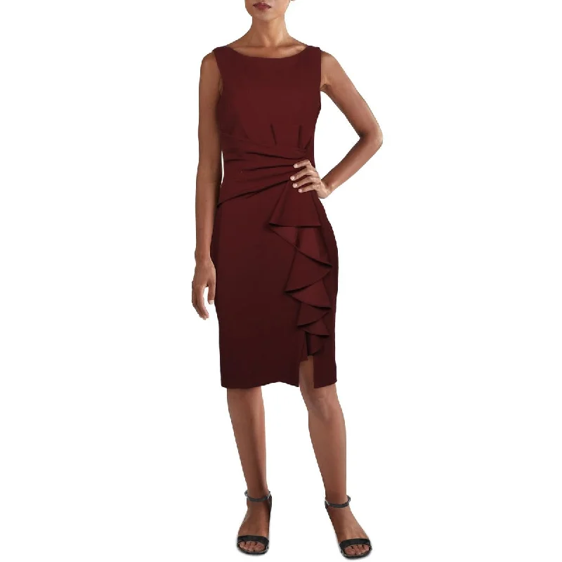 Betsy & Adam Womens Cascade Ruffle Party Sheath Dress