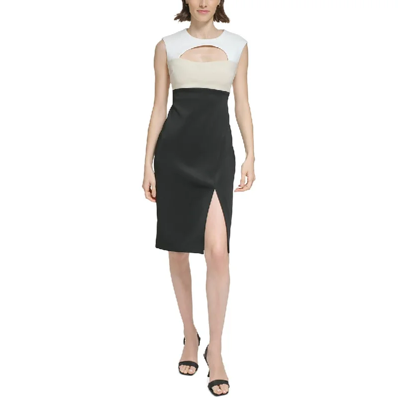 Calvin Klein Womens Cut-Out Colorblock Sheath Dress