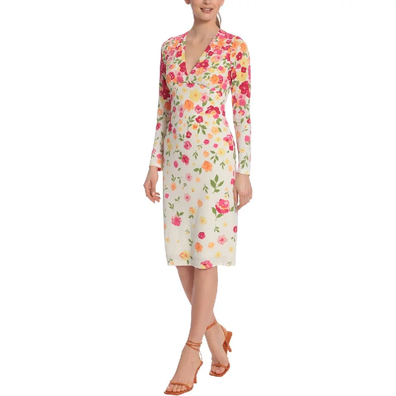 Maggy London Womens Floral Print Matte Jersey Sheath Dress