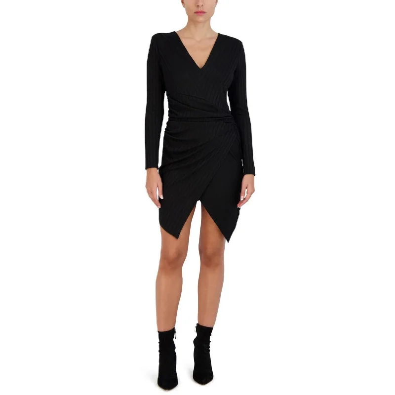 BCBG Max Azria Women's Ruched Long Sleeve Mini Dress with Envelope Hem