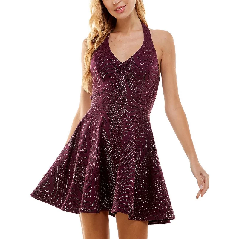 City Studios Womens Juniors Backless Mini Halter Dress