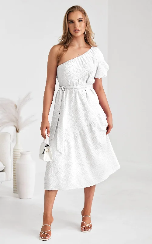 You Got Me Midi Dress - White Texture