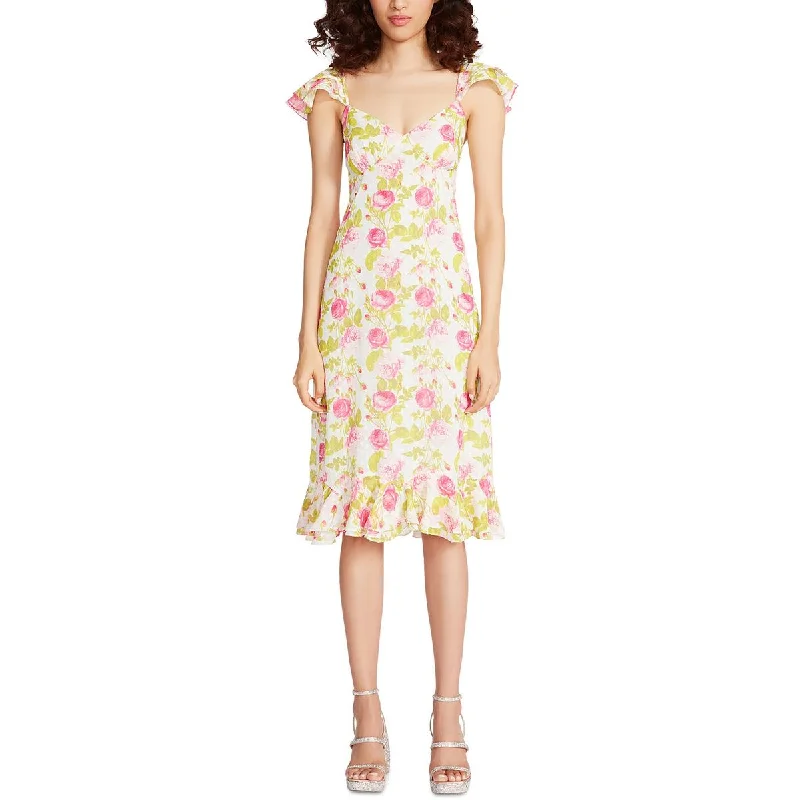 Betsey Johnson Womens Midi Smocked Midi Dress