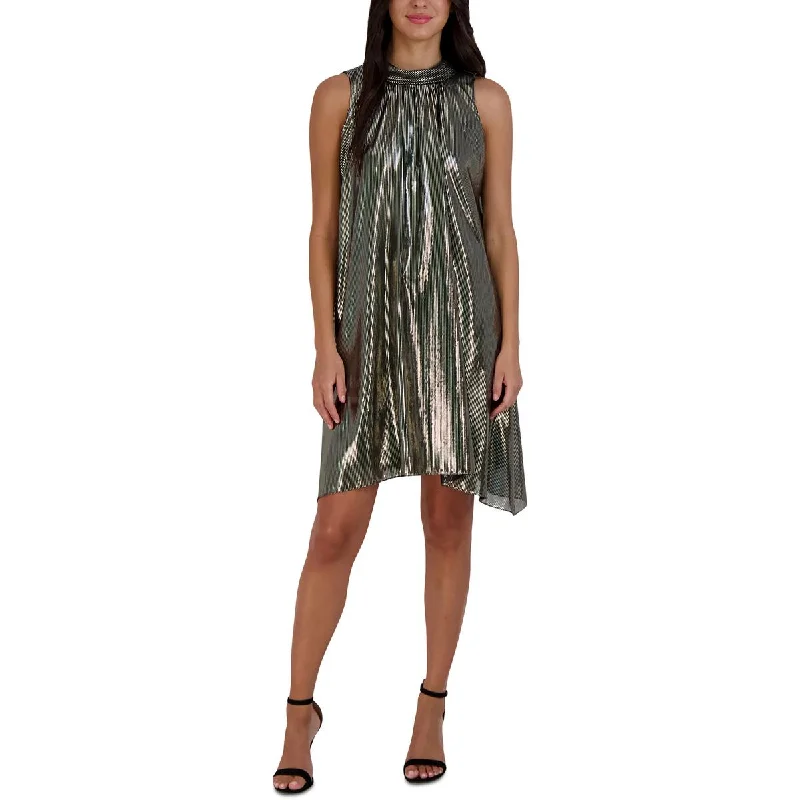 Donna Ricco Womens Metallic Assymetric Mini Dress