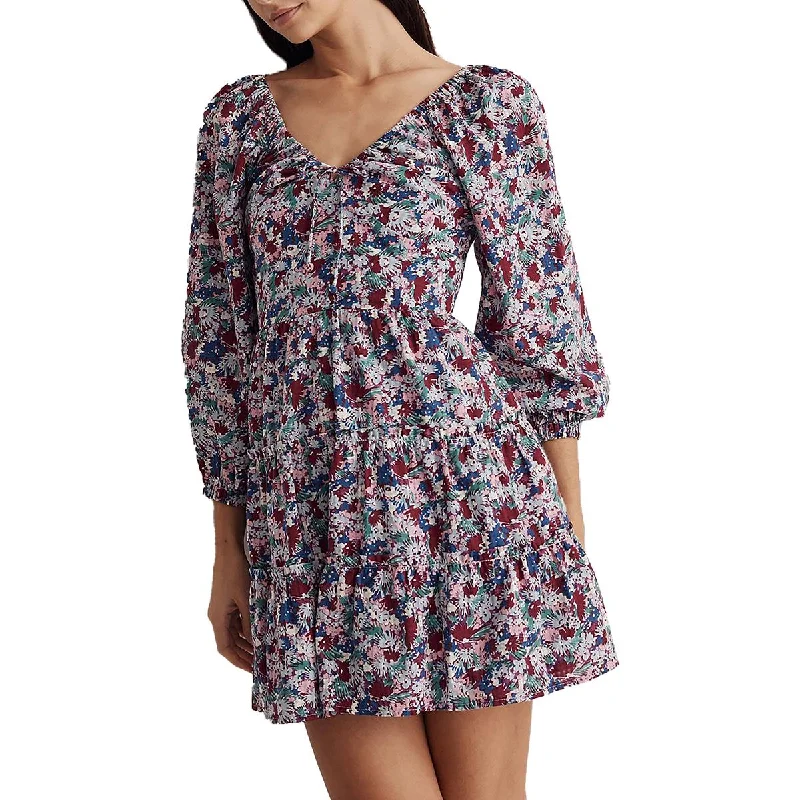 Madewell Womens Floral Tiered Mini Dress