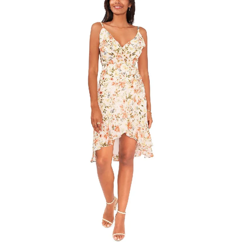 MSK Womens Floral Ruffles Midi Dress