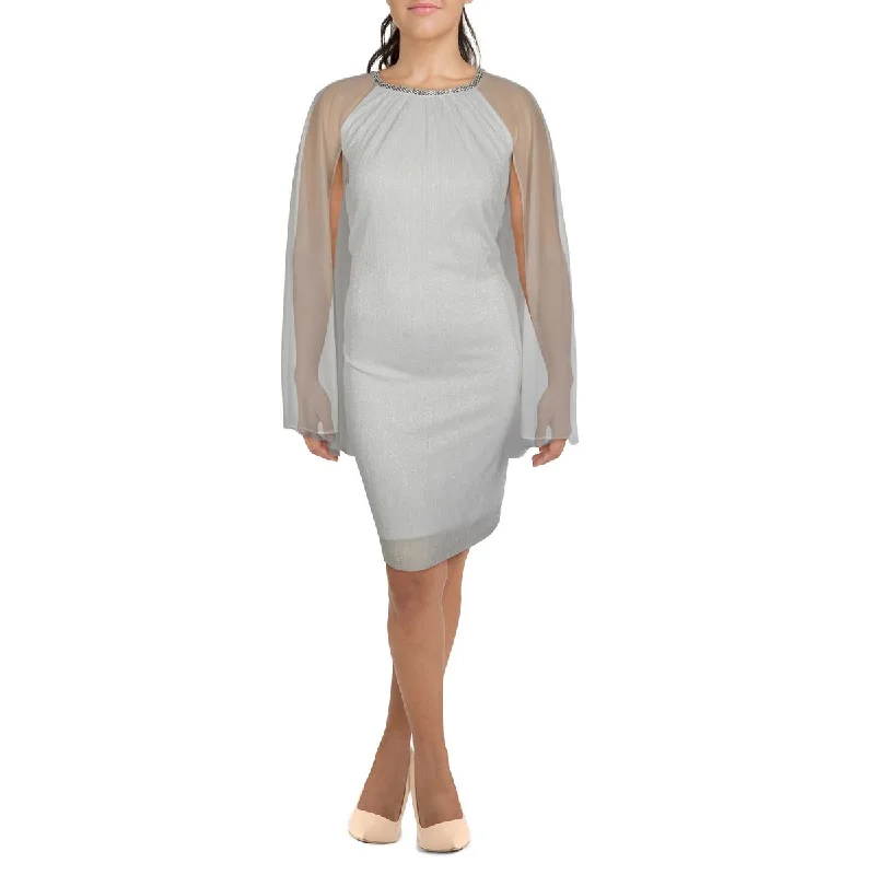 R&M Richards Womens Plus Sheer Mini Sheath Dress