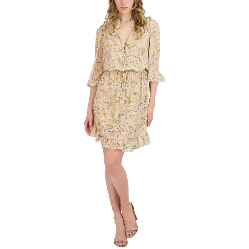 BCBGeneration Womens Floral Print Short Mini Dress
