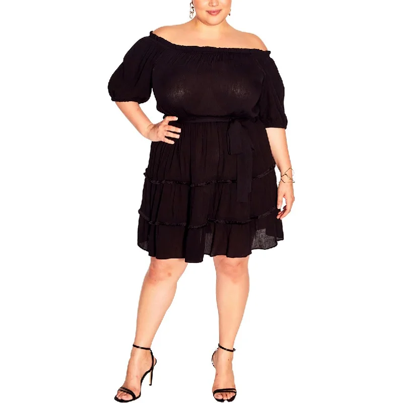 City Chic Womens Short Off-The-Shoulder Mini Dress