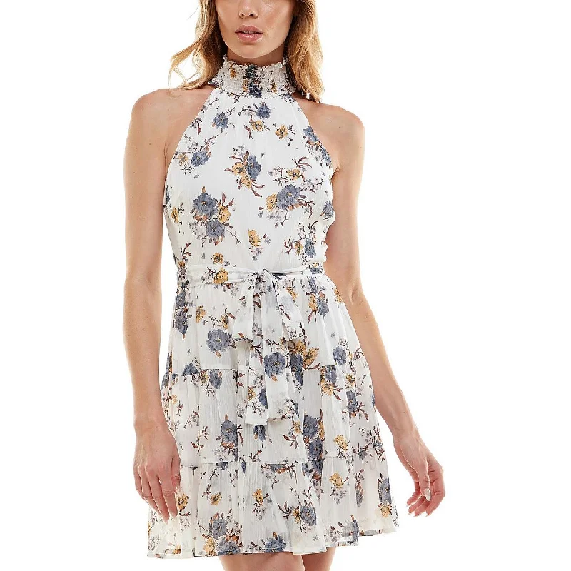 Trixxi Womens Juniors Summer Mini Halter Dress