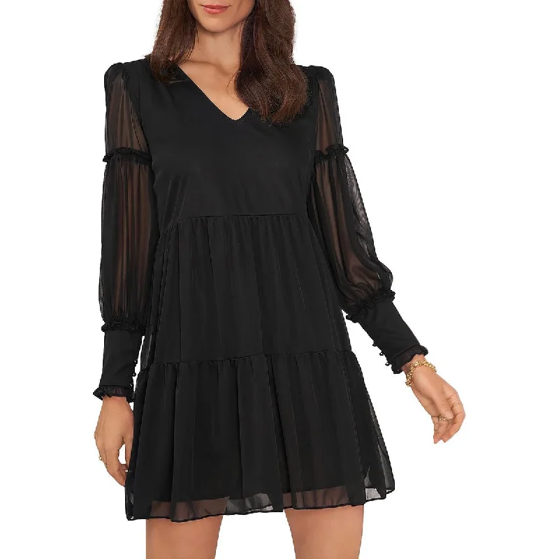Vince Camuto Womens Mesh Mini Shift Dress