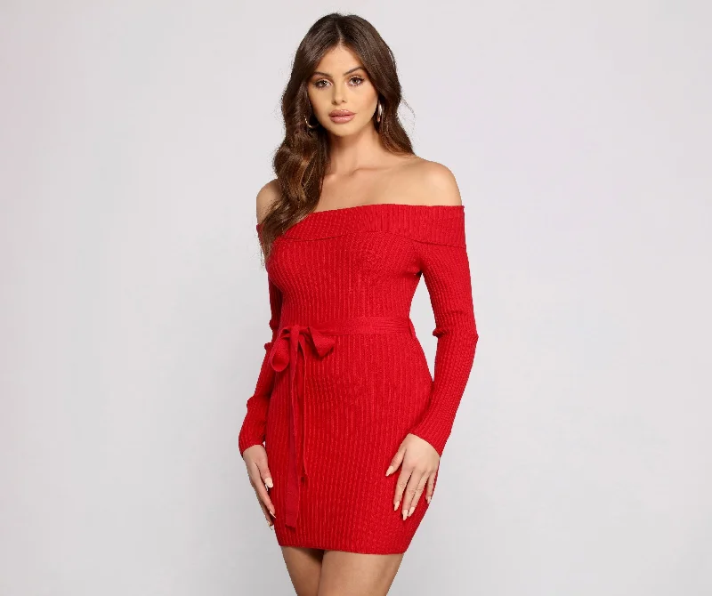 Wrap Me In Glam Ribbed Mini Dress