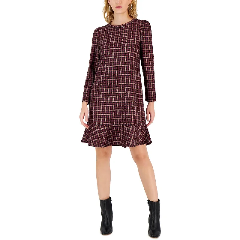 Anne Klein Womens Knit Houndstooth Shift Dress