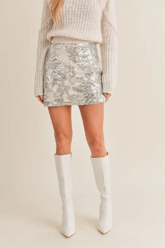 Sage the Label Aura Sequin Mini Skirt in Champagne