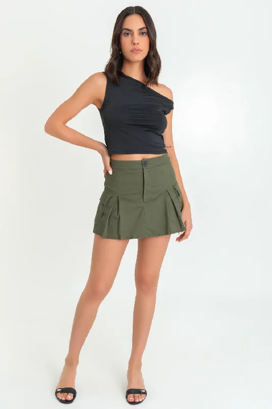 Falda short corto cargo con tableado