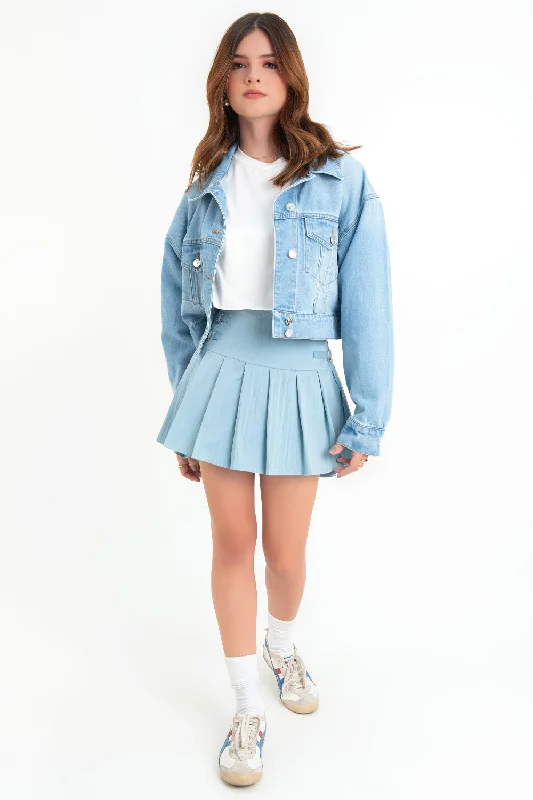 Falda short corto tableado con trabillas
