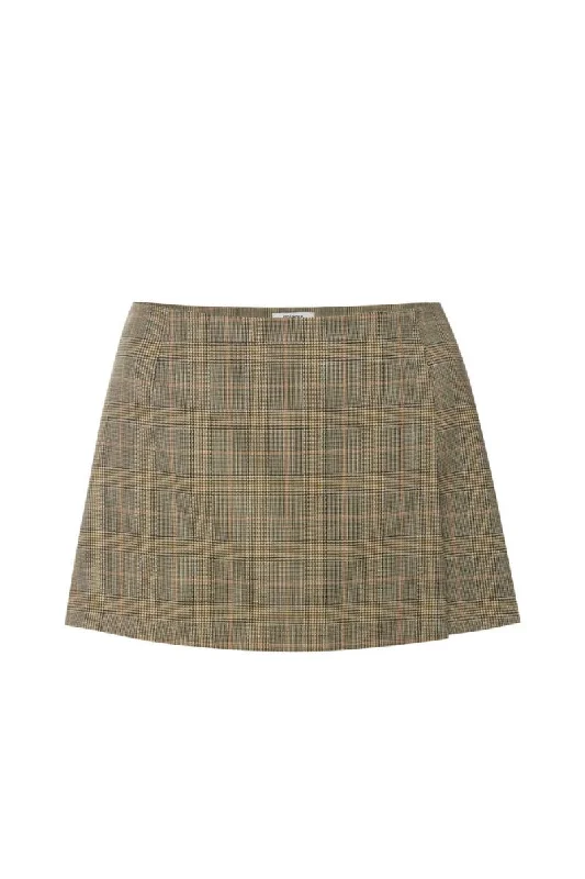 MICRO MINI SKIRT-BROWN CHECK