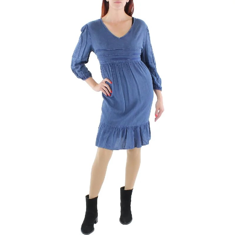 Mlle Gabrielle Womens V-Neck Knee Shift Dress