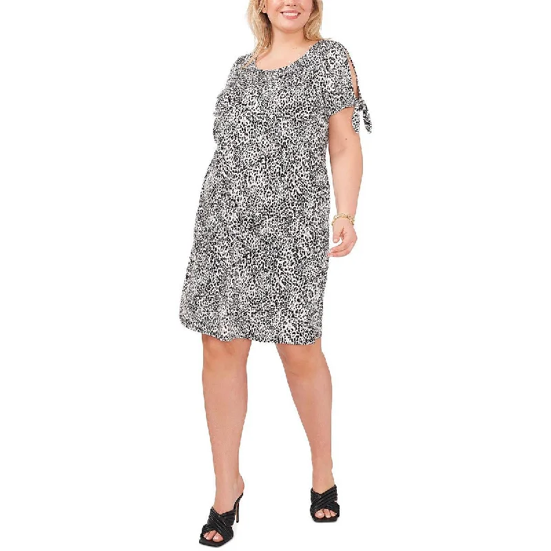 MSK Womens Plus Animal Print Knee Shift Dress