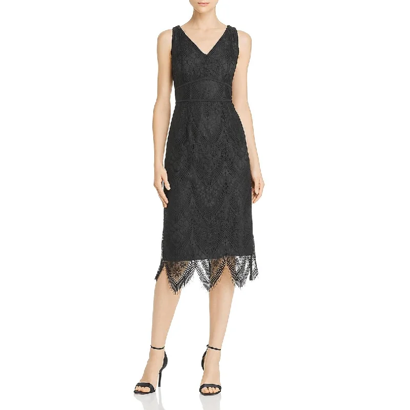 Nanette Nanette Lepore Womens Lace Overlay V Neck Shift Dress