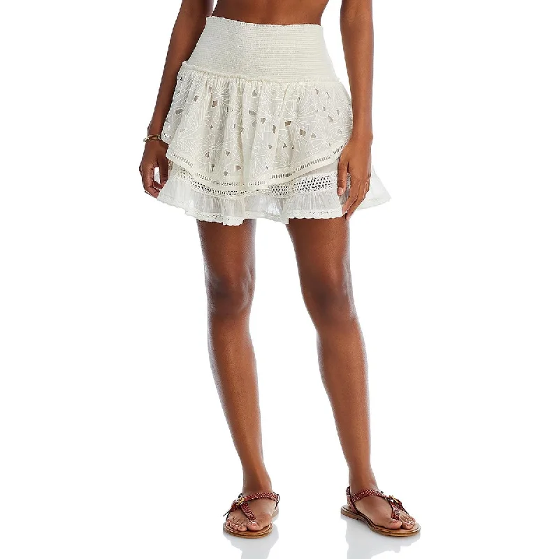 Ramy Brook Womens Short Embroidered Mini Skirt