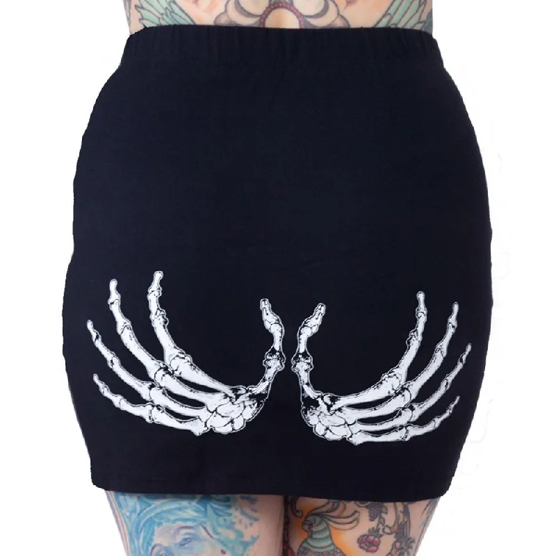 Black/White Skeleton Glow Hand Mini Skirt