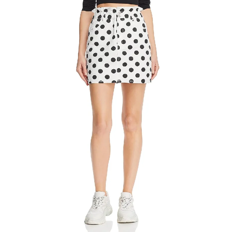 Sunset & Spring Womens Denim Polka Dot Mini Skirt