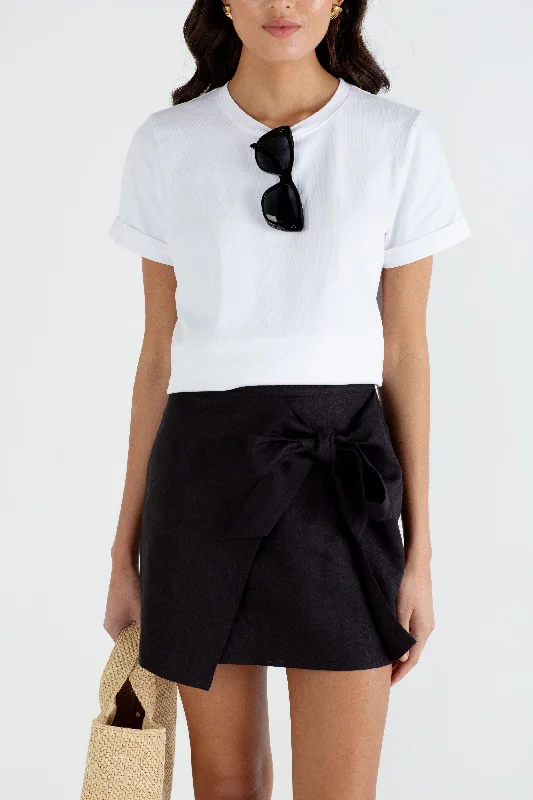 "The Evie" - Linen Mini Skirt (Black)