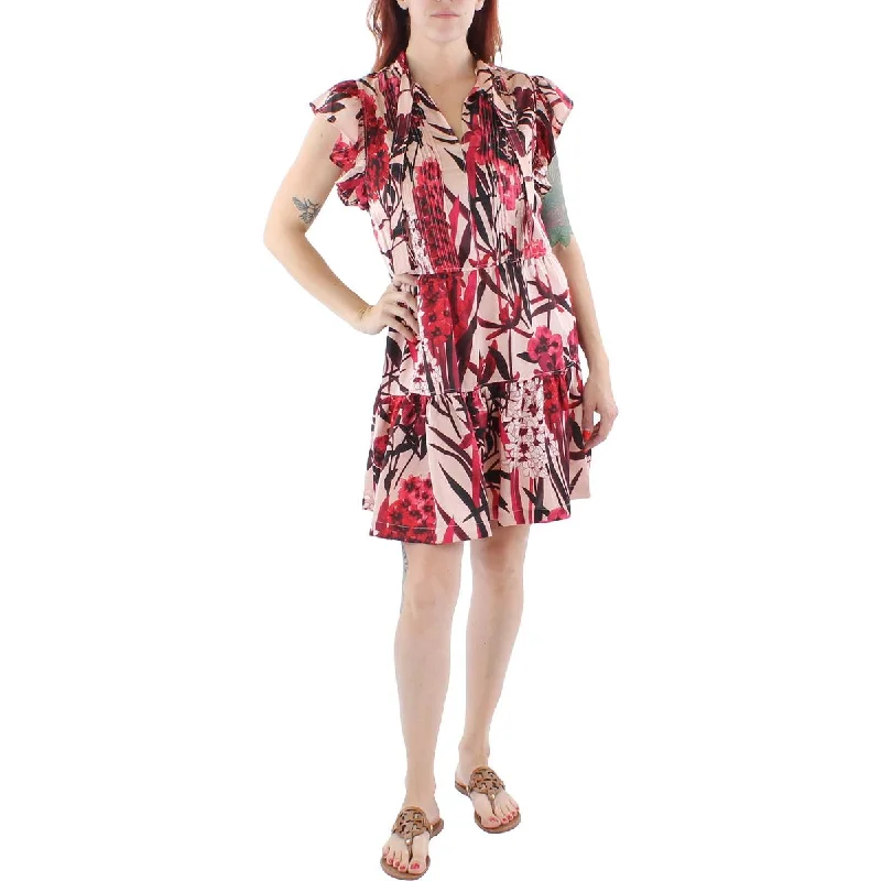 Tommy Hilfiger Womens Satin Floral Print Shift Dress